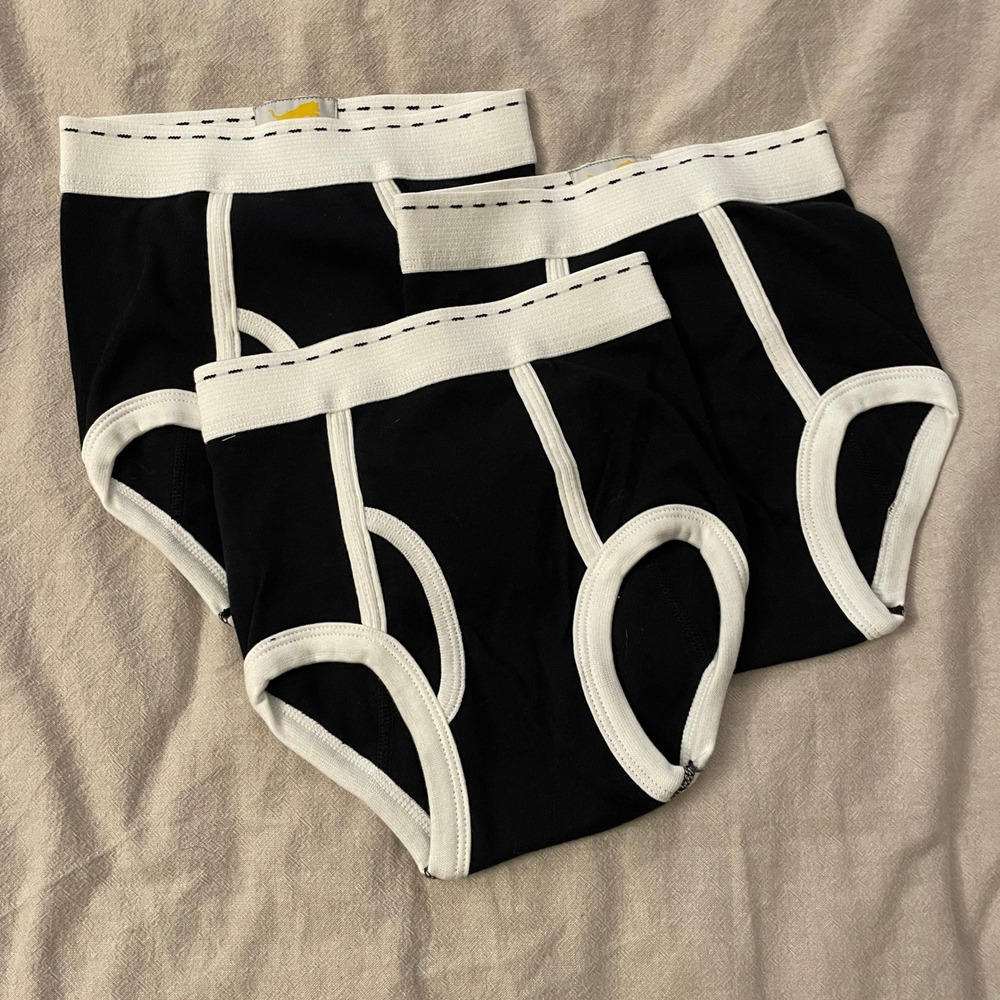 Tiger Briefs Underwear Boys 6-8 Black 3 Pack Contrast Trim